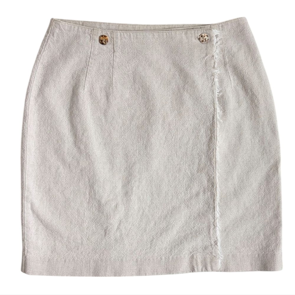 Vintage Linen Cotton Mini Wrap Skirt